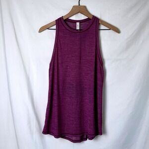 Lululemon Women Tank Top Heathered Purple Size 4 High Neck Racerback Split Back